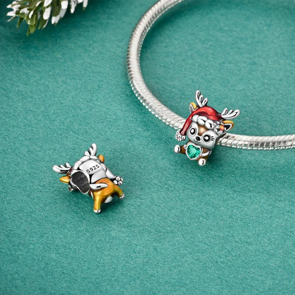 

925 Silver Charms Sika Deer Elk Leopard Lion Monkey Beads Fit Original Charm Bracelet Making Fashion Pendants Gift