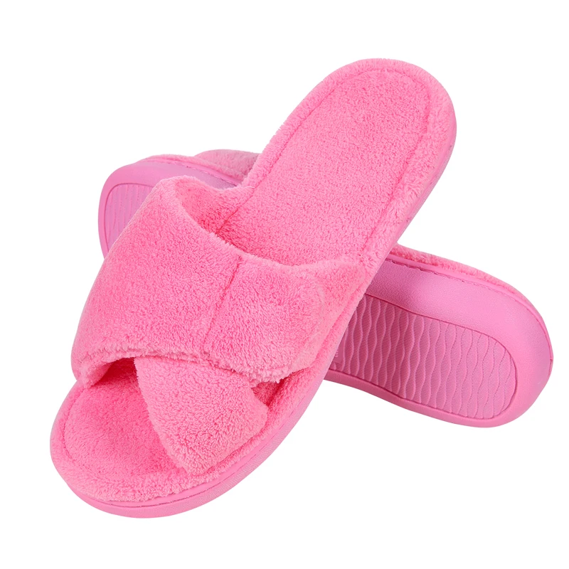 Litfun Fur Sippers for Women Men Winter Indoor Open Toe Arch Support House Slides Adjustable Fuzzy Cozy Slippers Casual Slippers