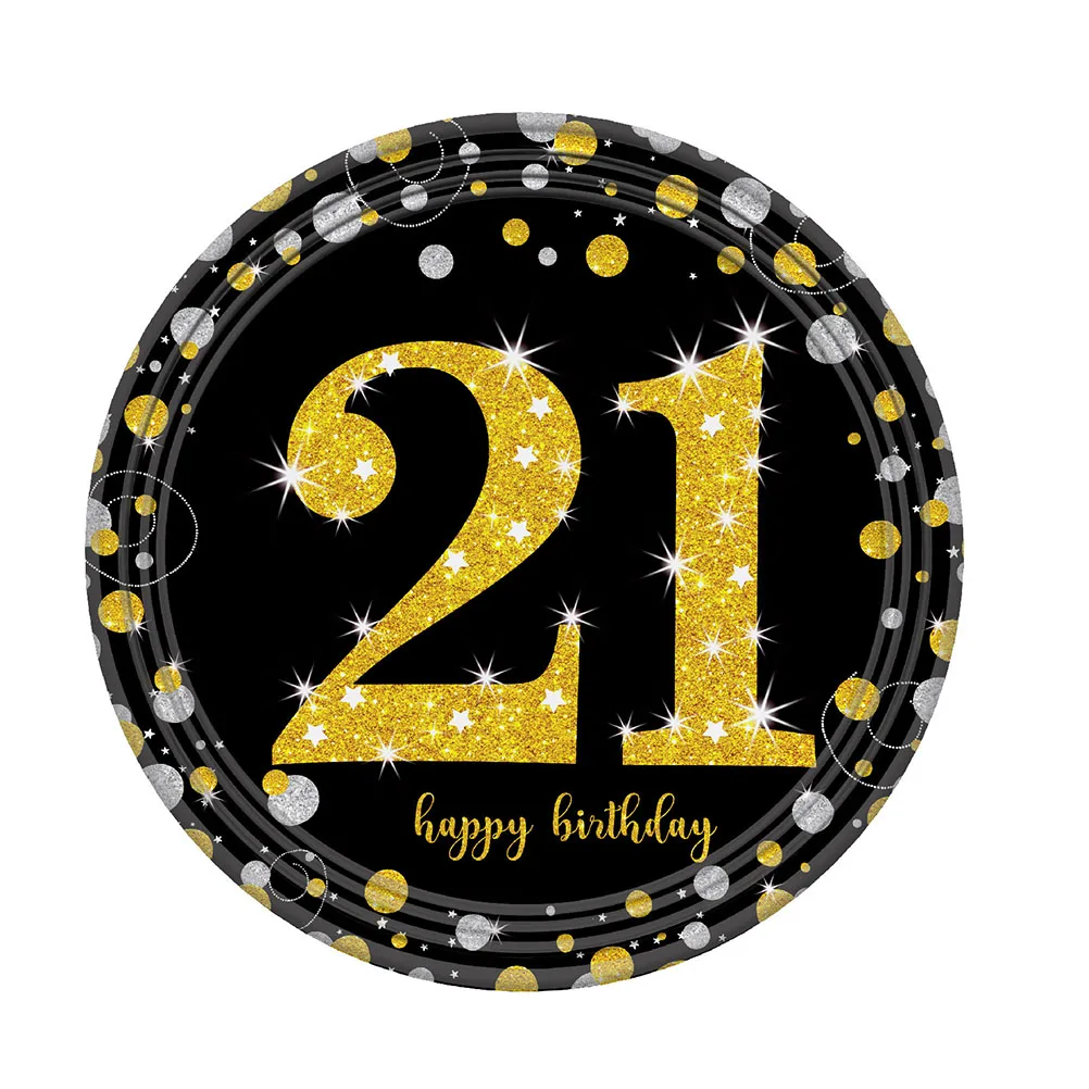 

114 Pcs Birthday Party Tableware Set Black Plates Happy Decor Supplies Paper Disposable