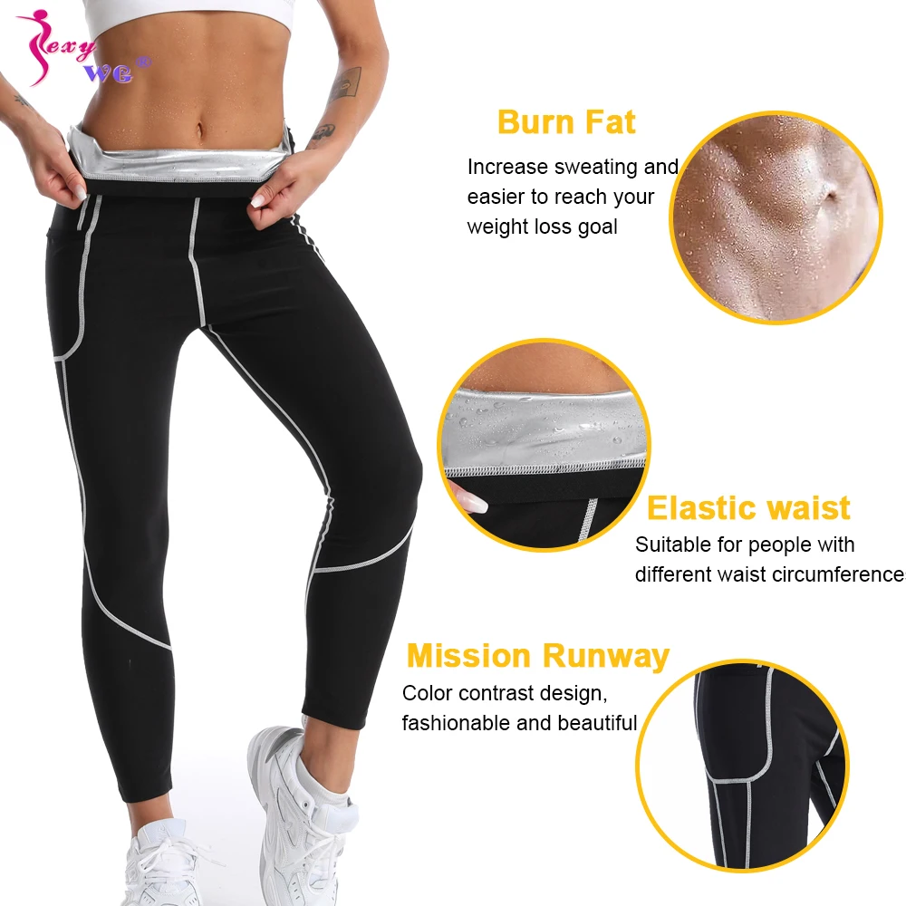 SEXYWG Women Sauna Suit Sweat Set Weight Loss Top Pants Slimming Jacket Trousers Workout Leggings Shirt Body Shaper Fat Burner