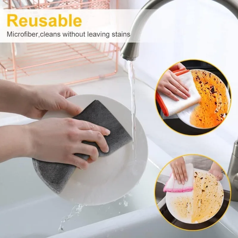 10/1Pcs Magic Cleaning Cloths Reusable Thicken Microfiber Washing Rags Car Window Mirror Glass Wipe Towels Household Clean Tools