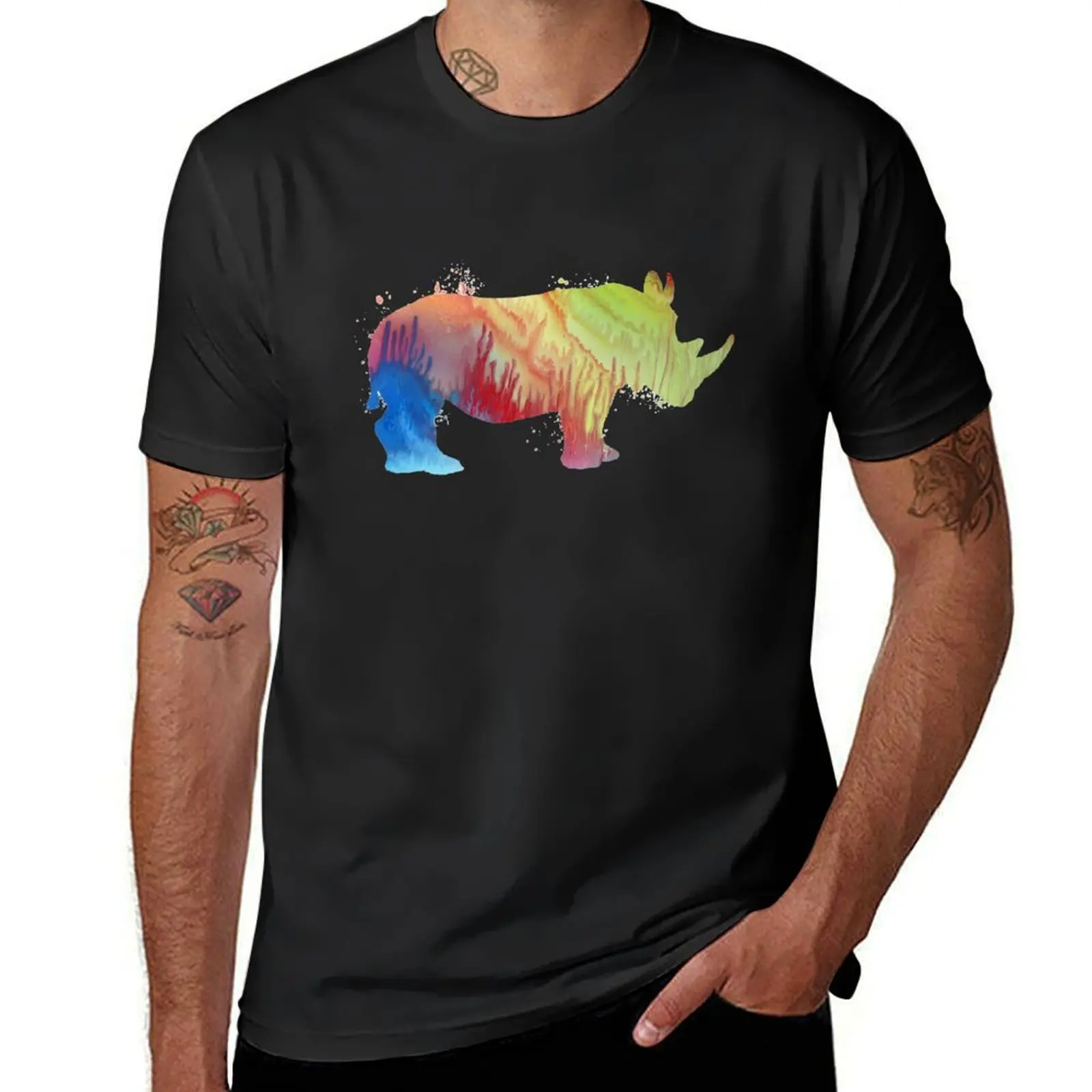 

A Rhino T-Shirt quick drying customs black t shirts for men