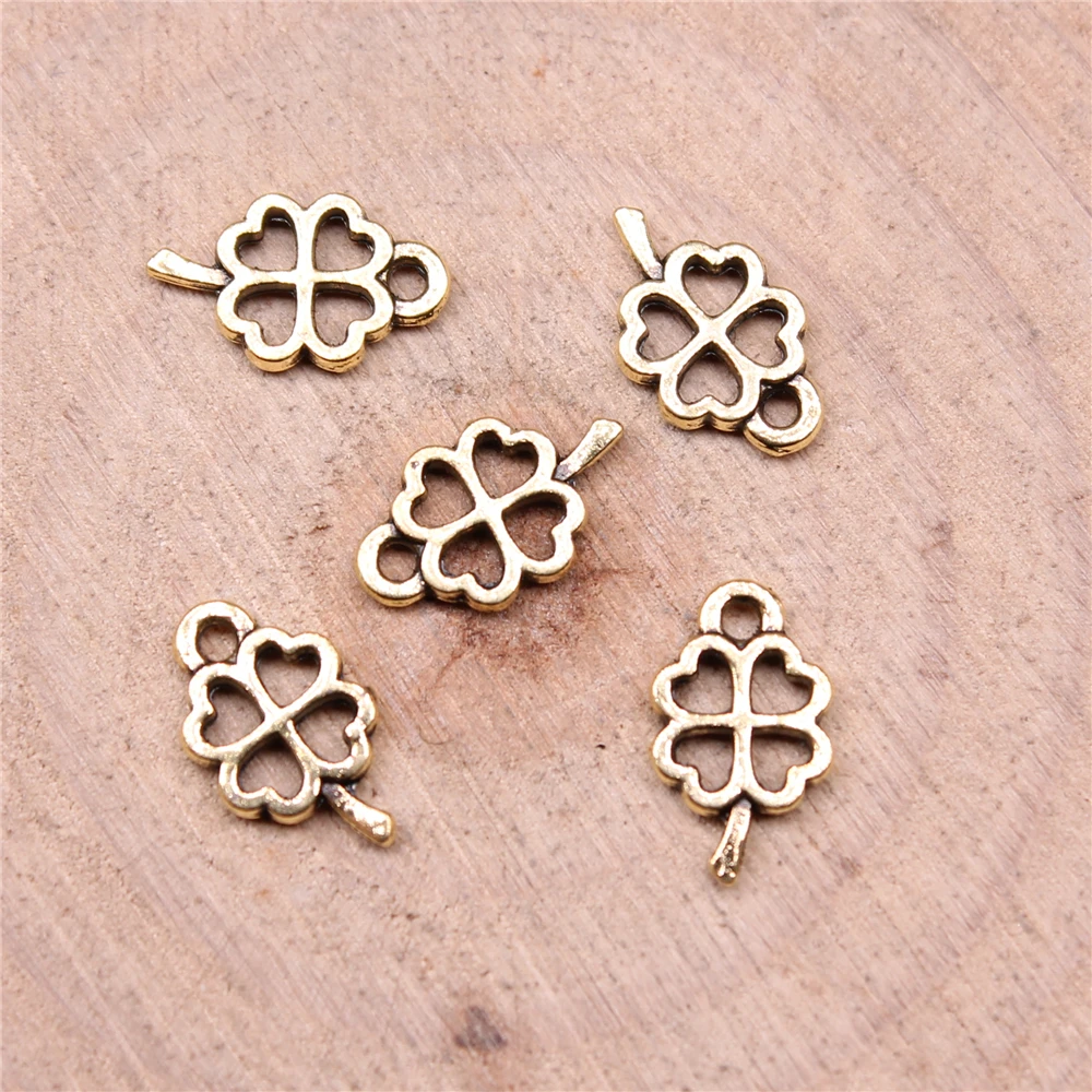 WYSIWYG 100pcs 10x6mm 3 Colors Four Leaf Clover Charms Pendant For Jewelry Making DIY Jewelry Findings