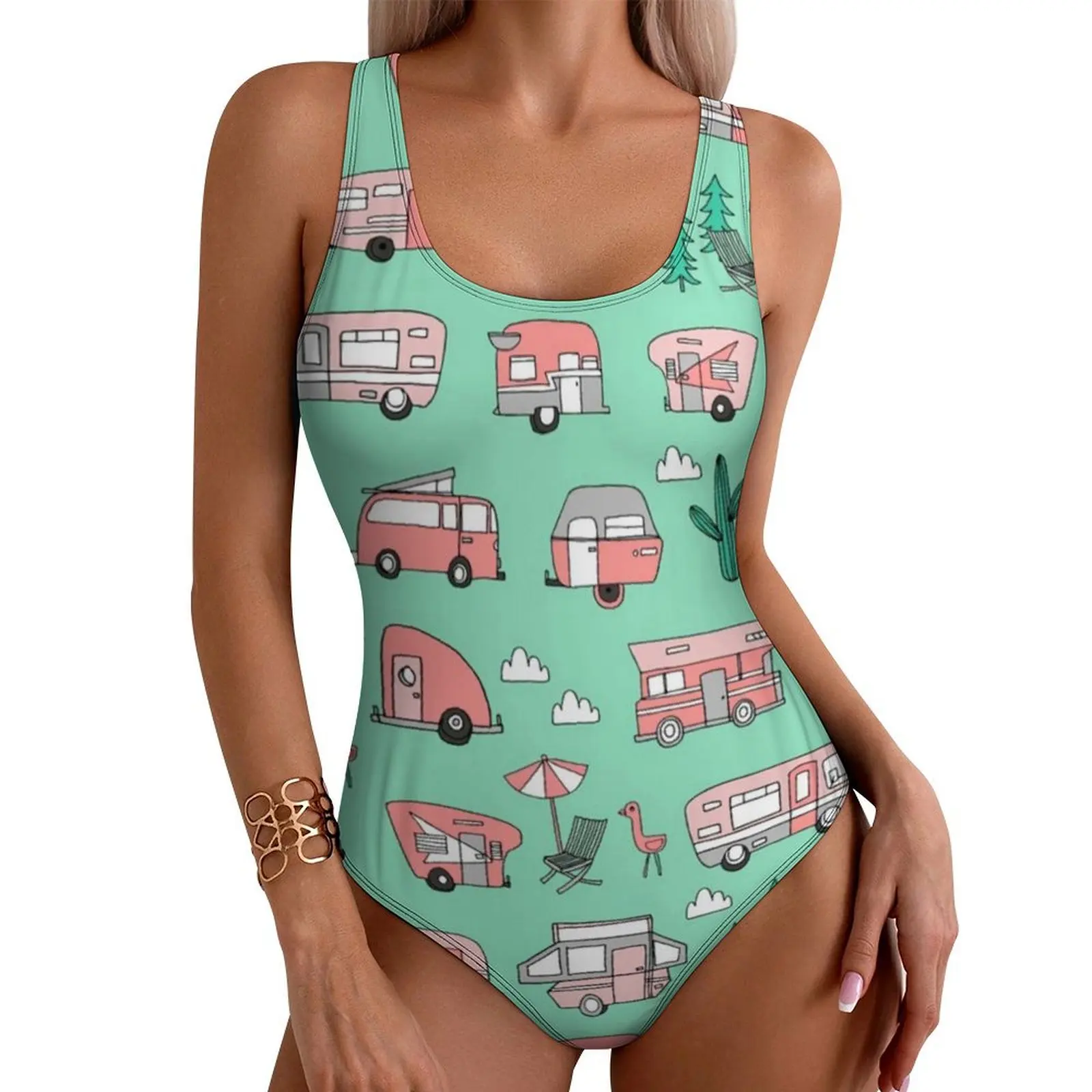 

Купальник для кемпера и отпуска, хипстерский купальник с эффектом пуш-ап, цельный купальник для плавания, монокини, боди, дизайн, пляжная одежда