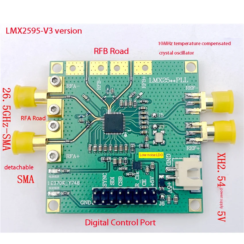 LMX2595 Phase-locked Loop Development Board 10M-19GHZ Supports Sweep Frequency TYPE-C Power Supply High-frequency SMA