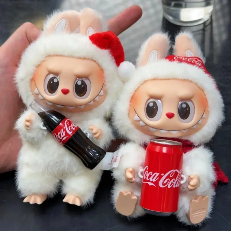 Novo genuíno labubu coca cola série caixa mistério vinil boneca brinquedo de pelúcia mesa decoração modelo fãs coletar presente das crianças