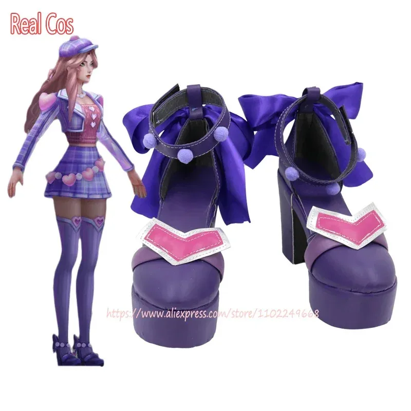 2025 aaa RealCos der Sheriff von Piltover Cosplay Stiefel Kostüm Schuhe für Frauen Mädchen PU Leder High Heels
