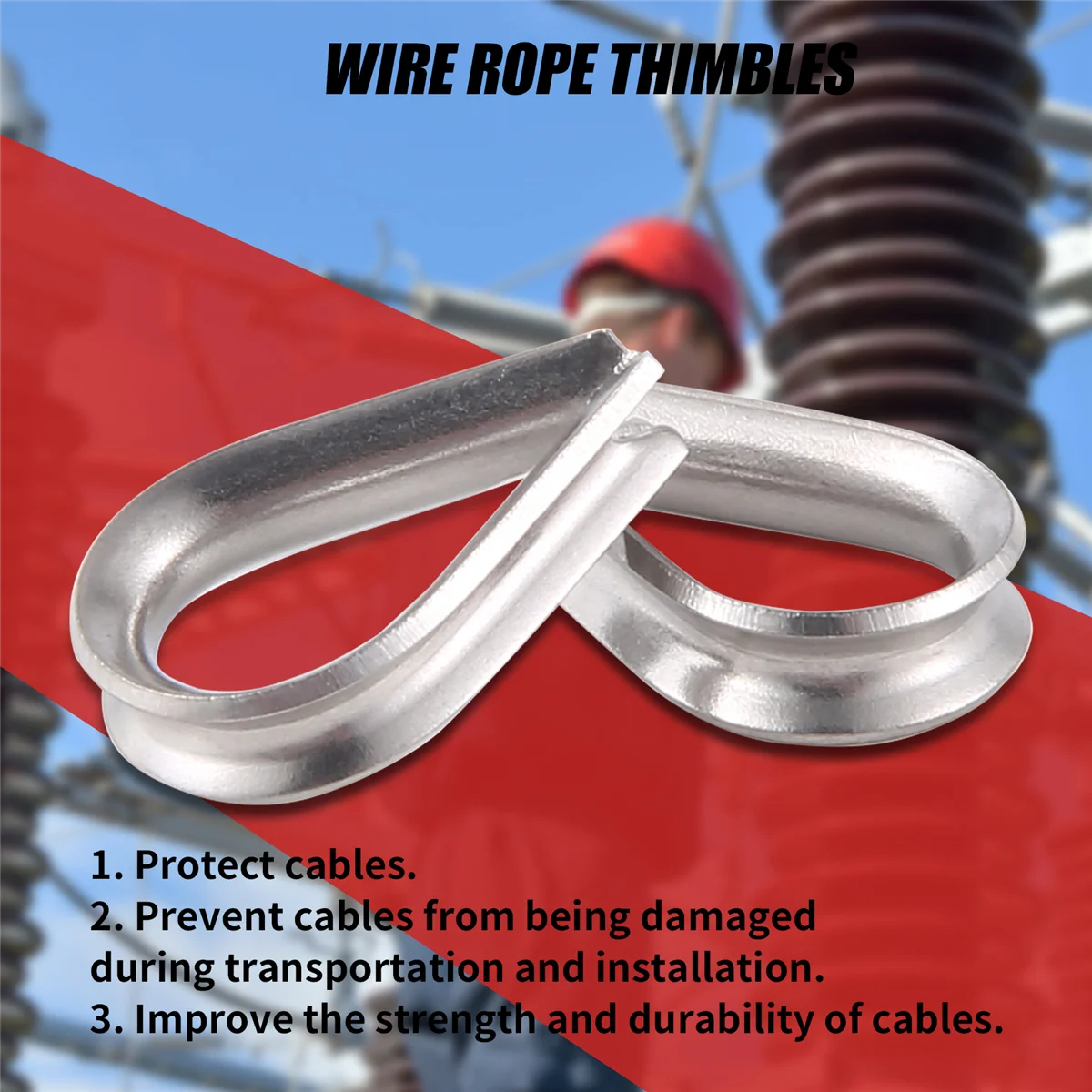 RIRI الفولاذ المقاوم للصدأ 2 مم سلك حبل كابل الكشتبانات لون فضي 20 قطعة