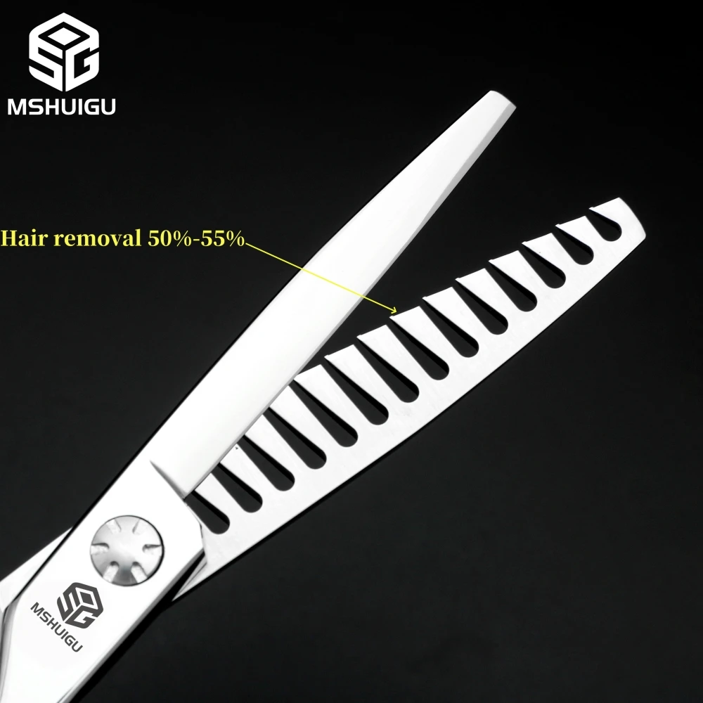 

MSHUIGU 6-дюймовые профессиональные парикмахерские ножницы с обратным лезвием 50%-55% филировочные ножницы Япония 440C для мужских стрижек для домашнего и салона