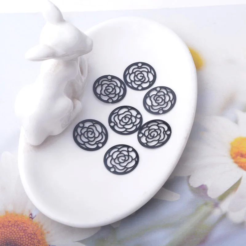 30 Stück AC6812 Messing-Filigran-Schmuck Rosenblüten-Verbinder Anhänger DIY Damen Ohrring Halskette Zubehör – Detail 10