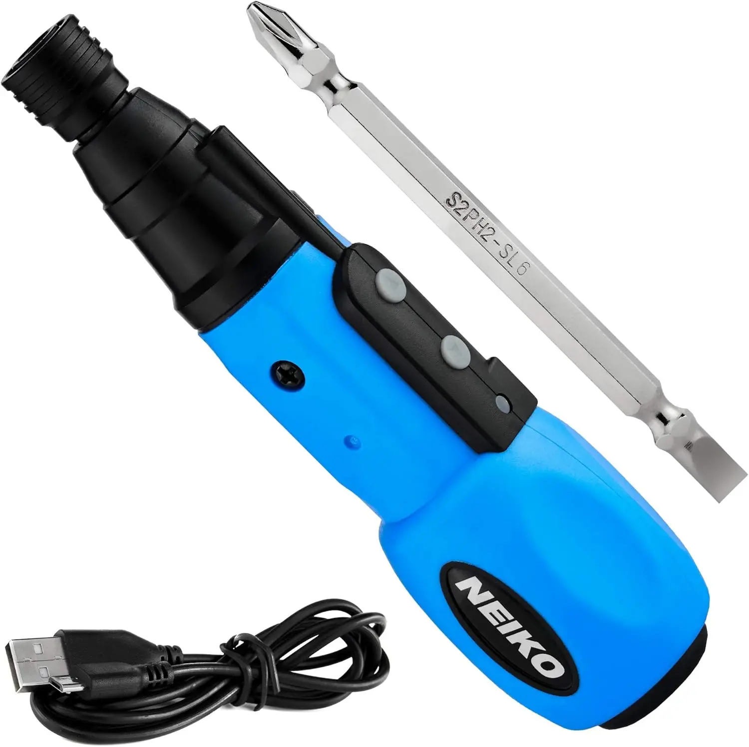

Cordless Power Screwdriver with 1/4" Hex Auto-Lock Chuck, USB Rechargeable Lithium-Ion, Auto & Manual Modes, Includes 2 Bits