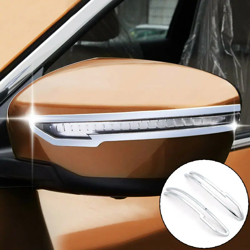 Chrome Side Espelho Retrovisor Cover, Trim Molding Strip Light Decoração, Nissan Qashqai X-Trail Murano Rogue Pathfinder