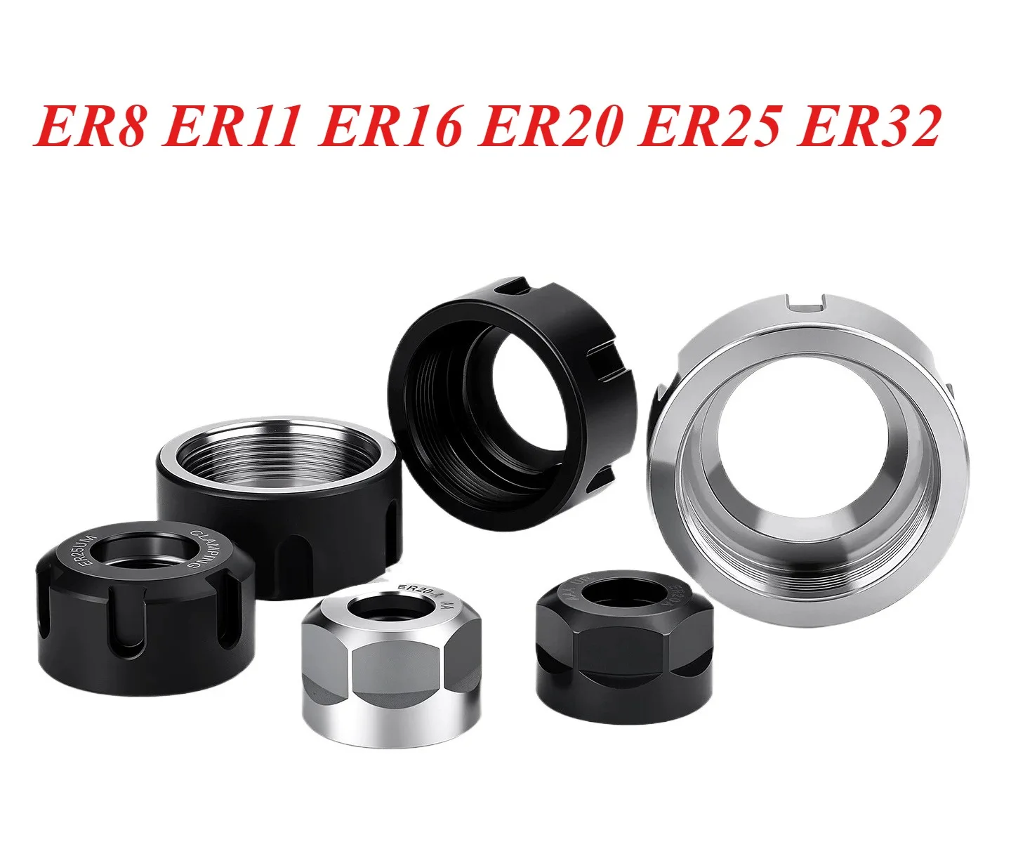 ER Nut Collet Spring Collect Nut Clamping for CNC Milling Engraving Machine ER8 ER11 ER16 ER20 ER25 ER32 a M UM NUT