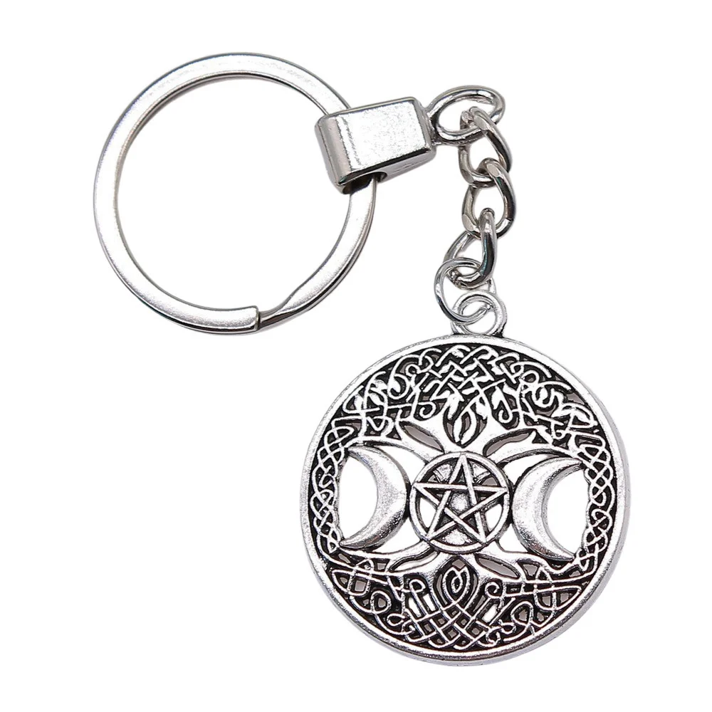 1pcs Life Tree Keychains Women Nail Charms Jewelry For Men Popular Ring Size 30mm