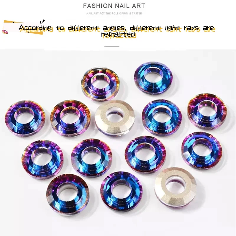 10PCS/Bag 10mm Round Hoops Angel Cosmic Ring Stone Glass Crystal Nail Art Pendant For Jewelry Earrings Bracelet Accessories