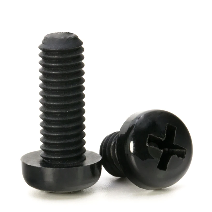 50-100PCS Black Nylon Screw Cross Round Head Bolt L=4~60mm, Black Nylon Plastic Cross Pan Head Screw Thread Nominal M2 M2.5 M3 M