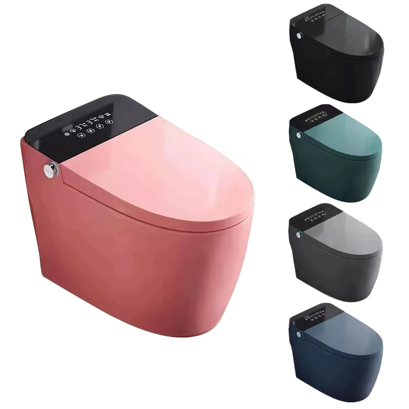 Hot pink Marble Smart Toilet Automatic Ceramic One Piece Intelligent Toilets for Bathroom Hotel