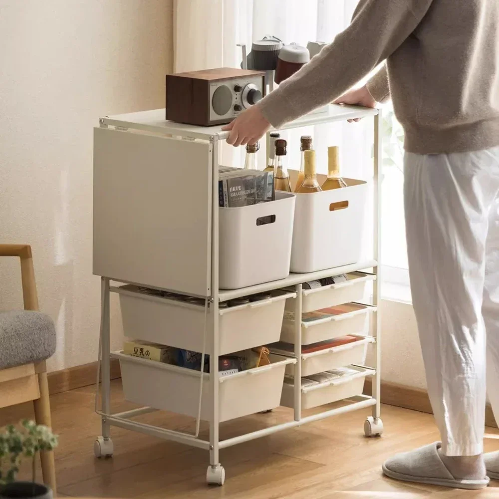 Microwave Storage Cart Multi Layer Kitchen Moving Cart Side Cabinets Kitchen Shelves Multi-Functional Household Storage Handcart