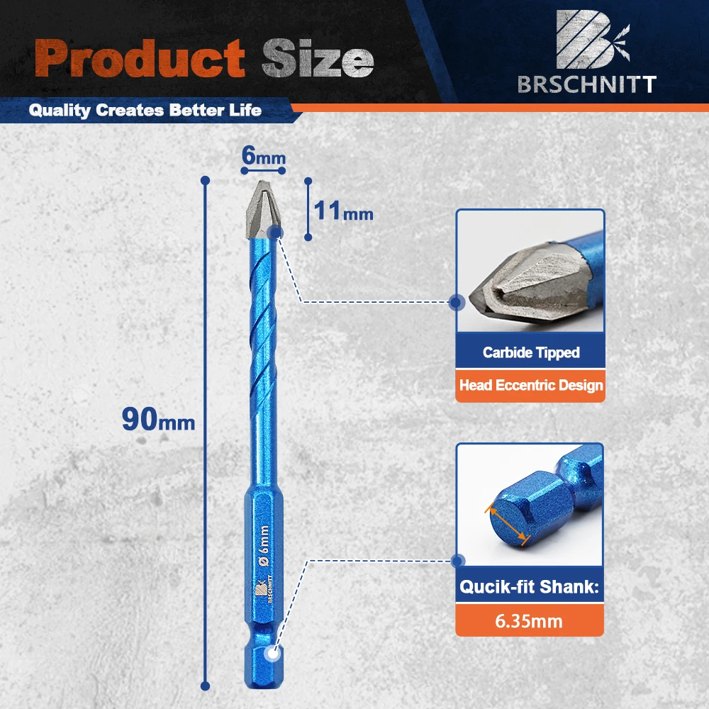 BRSCHNITT Set di punte per carotaggio da trapano Punta da trapano multifunzione per muratura in metallo duro per calcestruzzo, vetro, piastrelle in ceramica, foro per sega