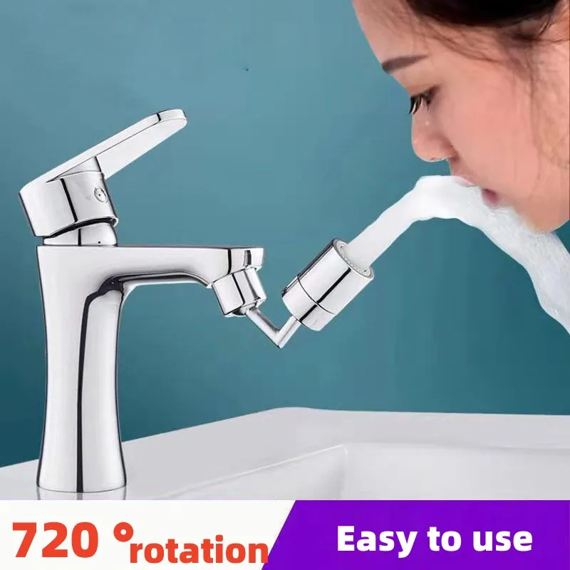 

720° Universal Rotation Faucet Sprayer Head Dual Effluent Washbasin Kitchen Robot Arm Extension Faucets Aerator Bubbler Nozzle