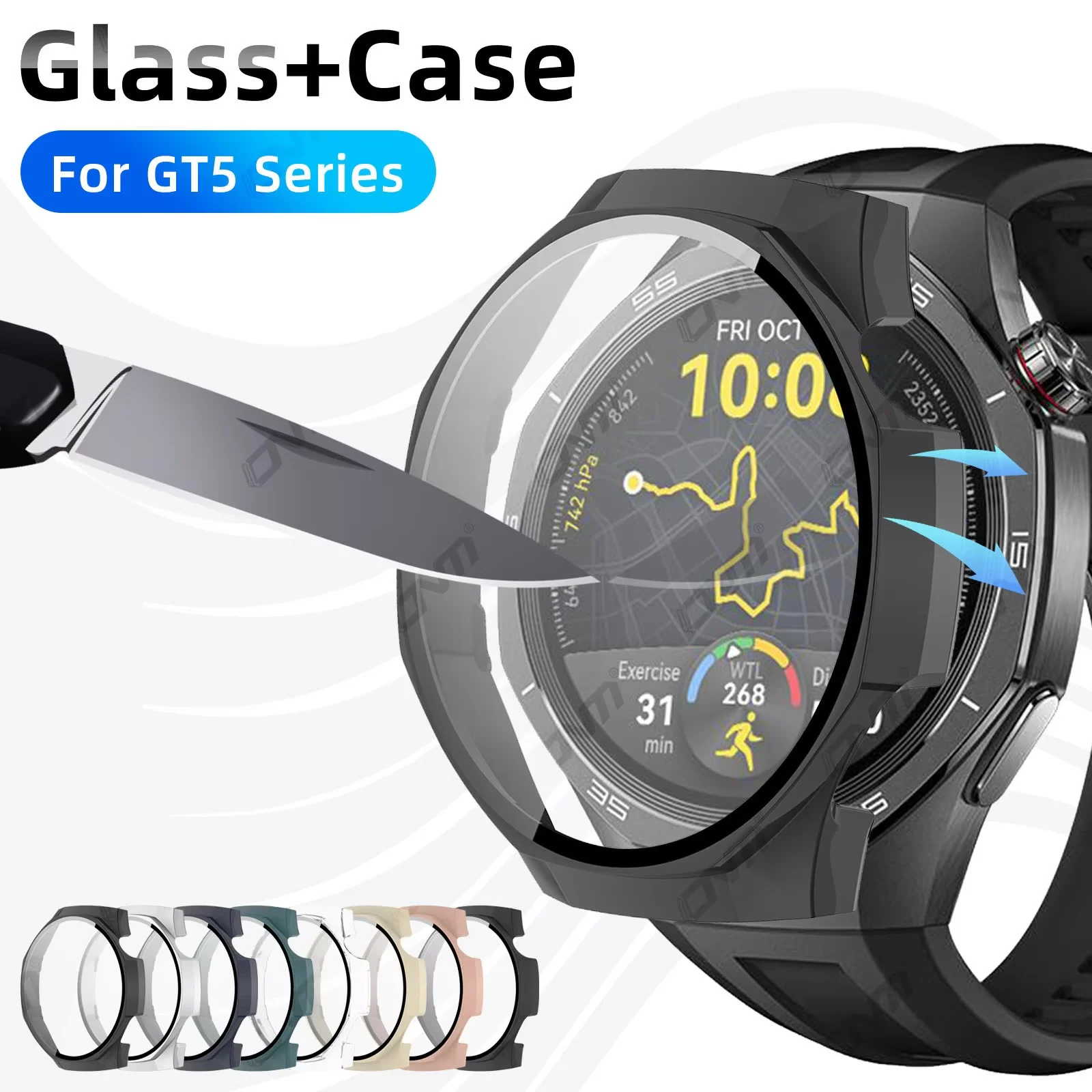 

Glass+Case for Huawei Watch GT 5 41/42/46mm Tempered Glass Screen Protector&Hard PC Protective Bumper Huawei GT5 Pro Accessories