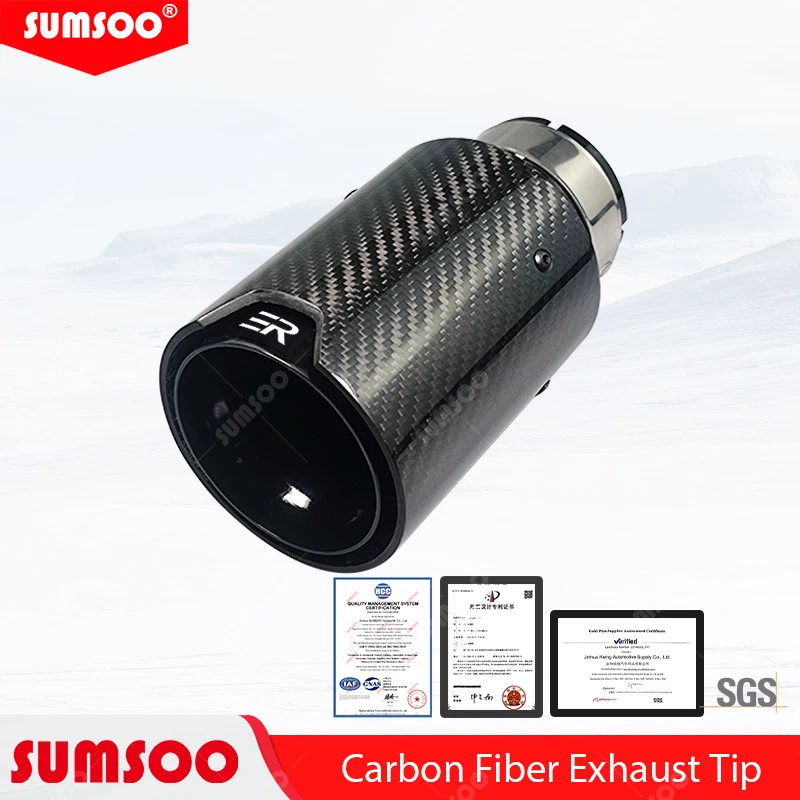 1PCS ER Exhaust Tip Car Accessories Carbon Fiber Nozzles Pipe for BMW Modify Stainless Muffler Tail Tips Upgrade