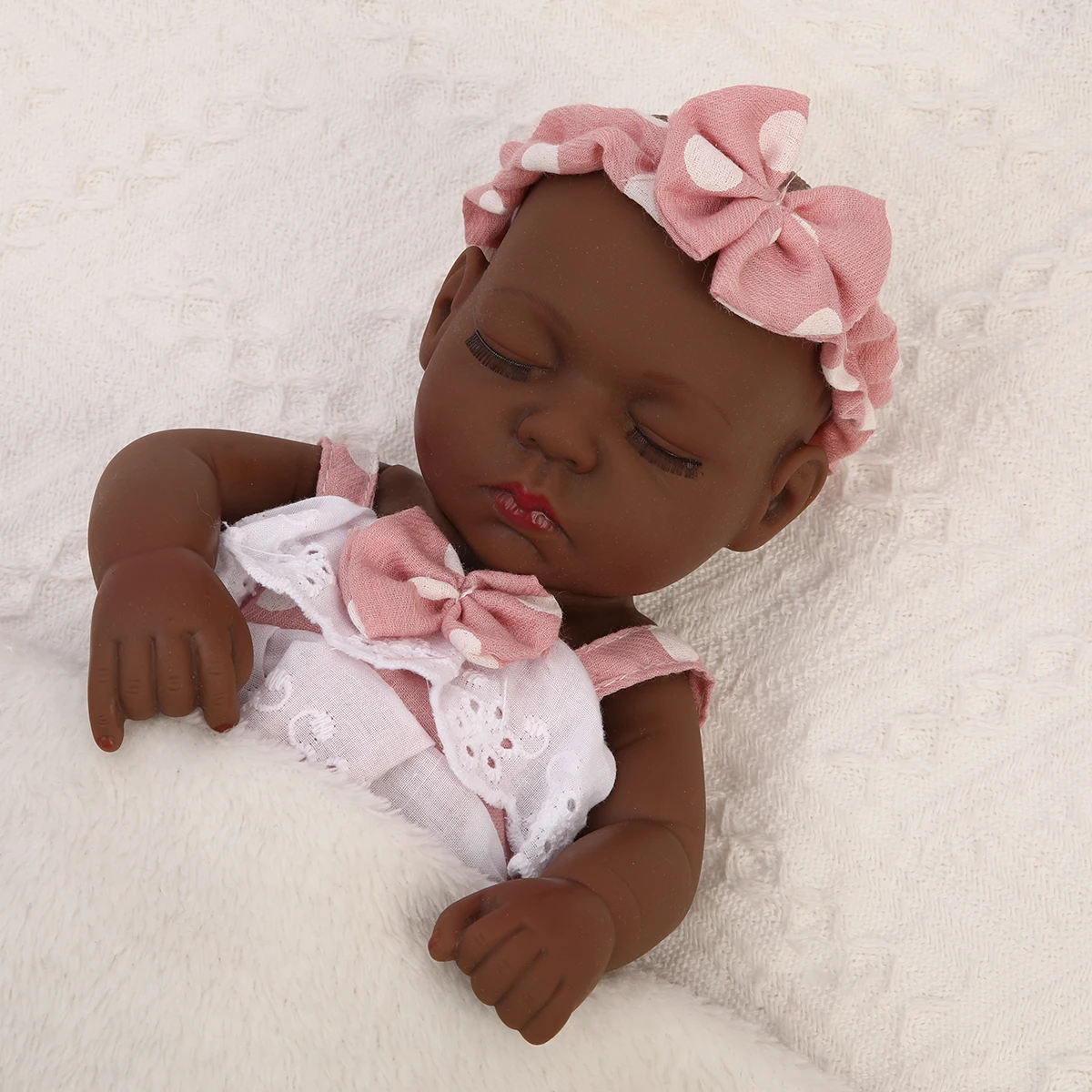 Black Skin 30cm Newborn Reborn African Doll Close Eyes Smile Lifelike Soft Vinyl Dolls Gift Toys Dolls for  Birthday Gifts Toys