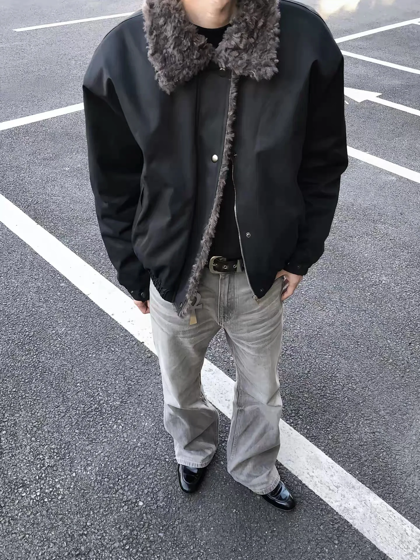 

Зимняя хлопковая куртка Cleanfit с широким меховым воротником, унисекс, повседневная, теплая, с длинными рукавами, молодежная, модная, цветная