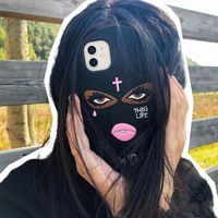 3D Cute Cartoon Silicone Black Woman Face Mask Gril Phone Case for IPhone 11 12 13 14 15 Pro Max Plus XS XR X IPhone15 i15 Cover