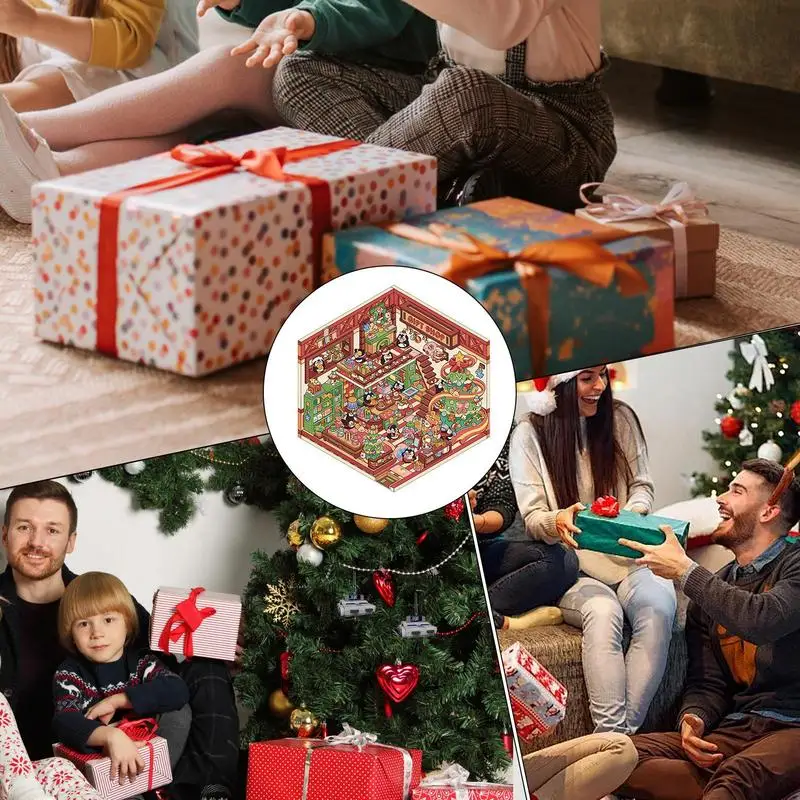 Feito à mão 3d casa adesivos adesivo cenas artesanais 3d casa de natal adesivos bonito diversão dos desenhos animados 3d cena adesivos feitos à mão 3d