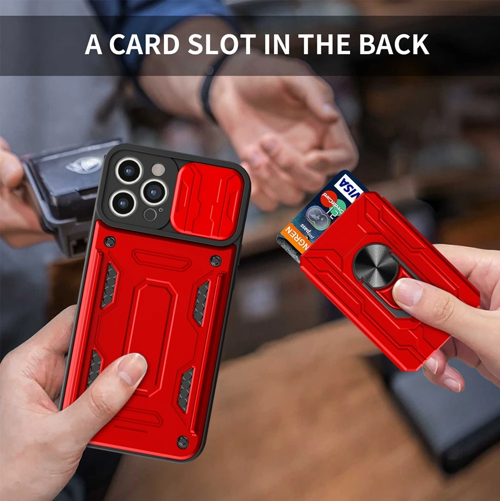 Shockproof Armor Case for Samsung A51 A71 A12 A52 A72 A22 A32 A13 A53 Galaxy S20 FE S21 Plus S22 Card Holder Stand Cover