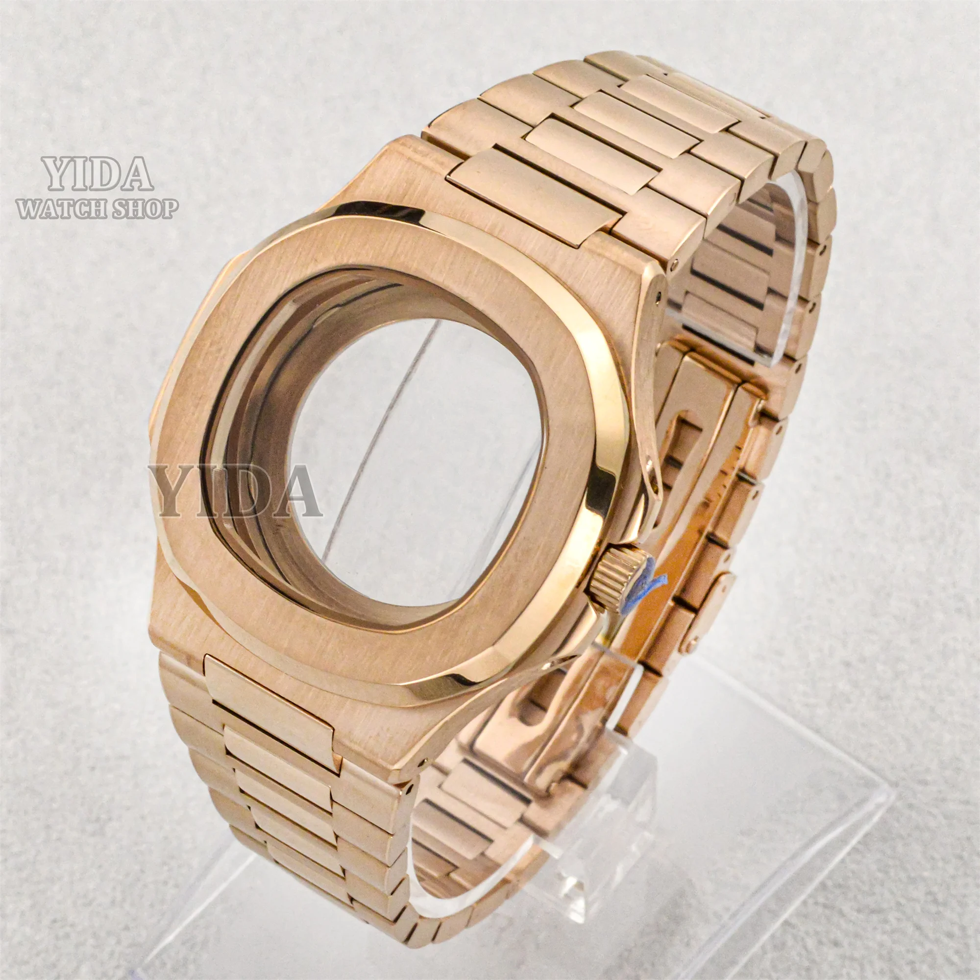 

Nautilus Watch Case Strap 316L Stainless Steel Case Sapphire Glass 100M Waterproof Fit NH35 NH36 NH38 Movement Watch Accessories