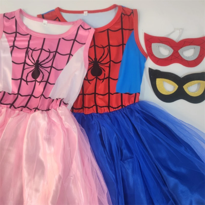 Spiderman Girl Dress Roupas Infantis, Cosplay Costume, Toddler Dress, Roupas de Natal, Meninas de Halloween, Novo, Rosa