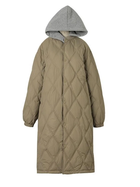 

Winter New Women's Down Cotton Jacket Commuter Oversized Splicing Hooded Cotton Jacket