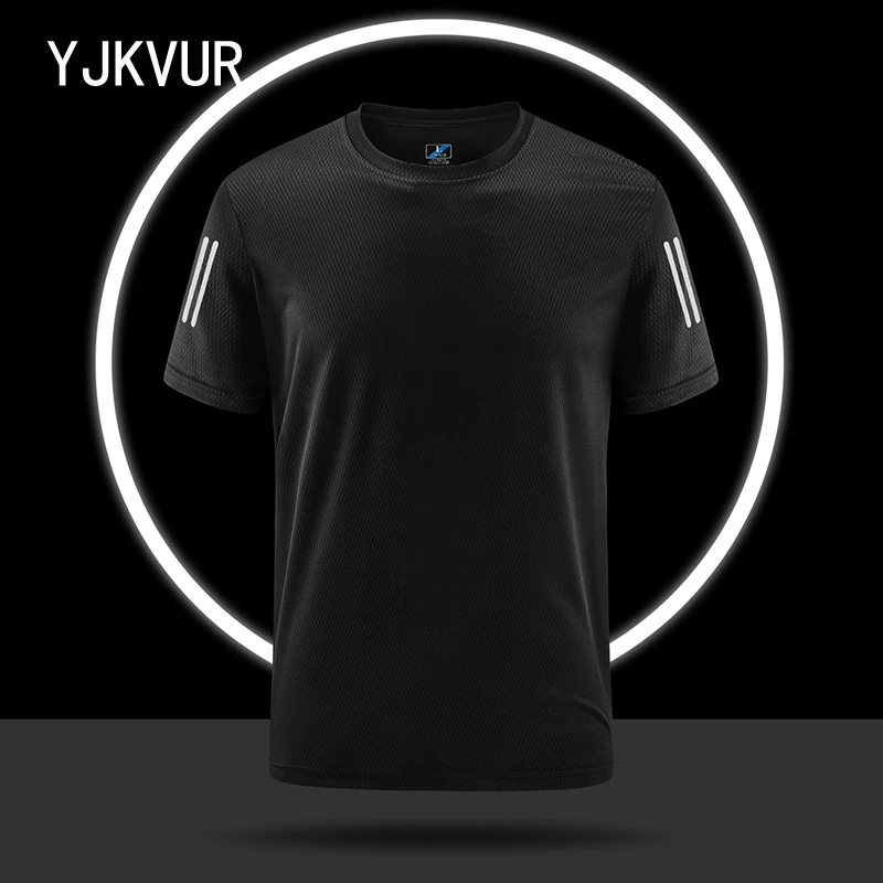 YJKVUR Summer Oversized Men’s Quick Dry Moisture Wicking Crew Neck T Shirts Athletic Running Gym Workout Short Sleeve Tee Tops