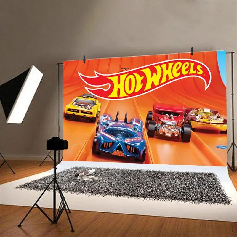 Racing Car Backdrop Hot Wheels Wild Racer Runway Boy 1st Birthday Party Custom Photography Background Photo Booth Decor Supplies