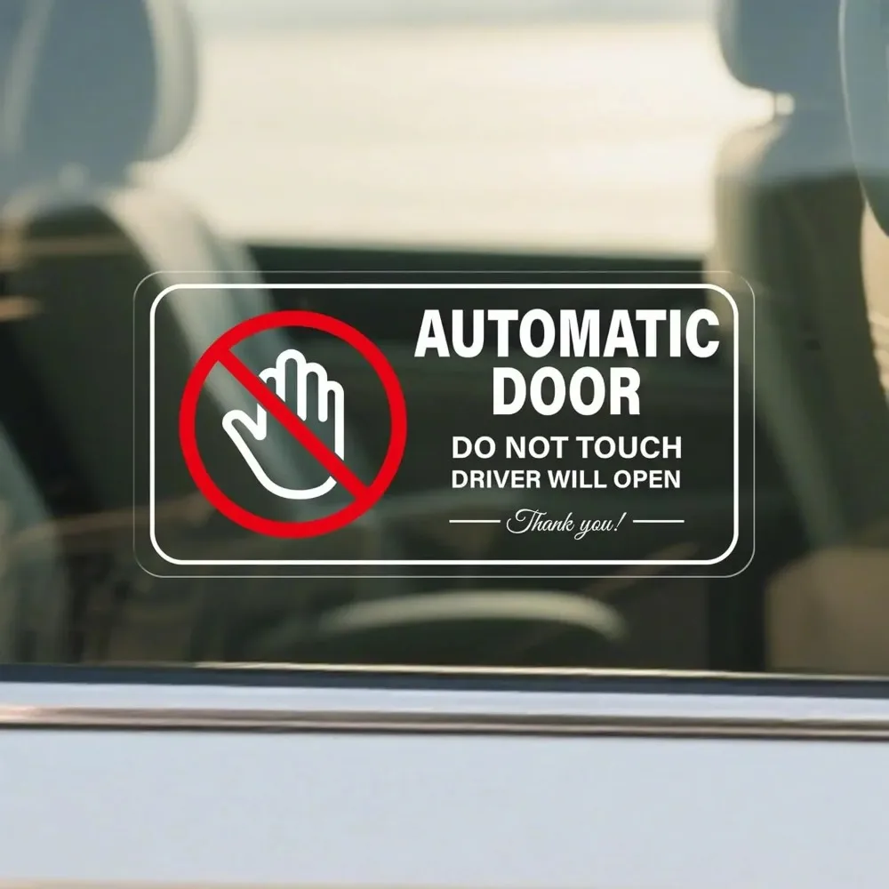 2Pcs Automatic Door Warning Vinyl Sticker Waterproof Safety Reminder Decal Truck Bumper Window Motorcycle Auto Exterior Styling
