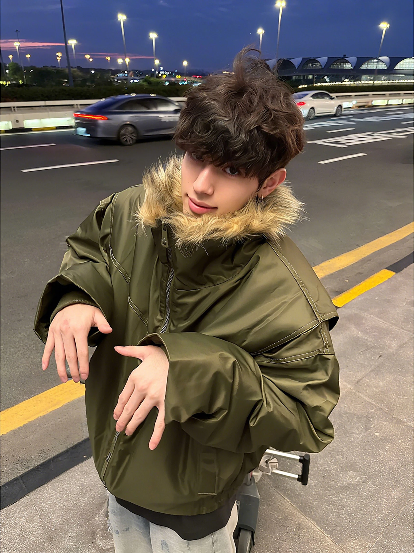 

Warmth Thi Cotton Jaet Men's Sle Trendy Camouflage een Stand Collar Winter Outerwear for Teenagers Youth Faionable