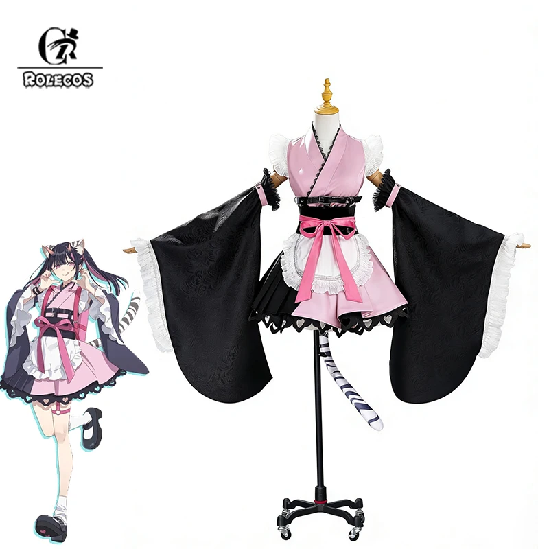 

ROLECOS Anime Cosmic Princess Kaguya! Noi Komazawa Cosplay Costume Pink Black Women Maid Uniform Halloween Carnival Suit