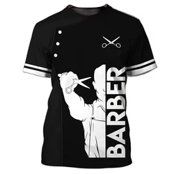 Barber Men's T-shirt Haircutting Tool Printed Summer Men's Short Sleeve Fashion Top Round Neck Oversized Men's Shirt Camisa