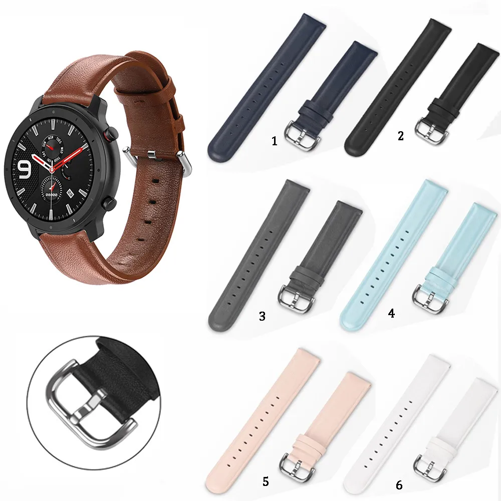 

High Quality Leather Bands Strap for Huami Amazfit GTR Mini GTR3 Pro 42mm 47mm Bip5 GTR2 GTR4 GTR2E 2 3 4