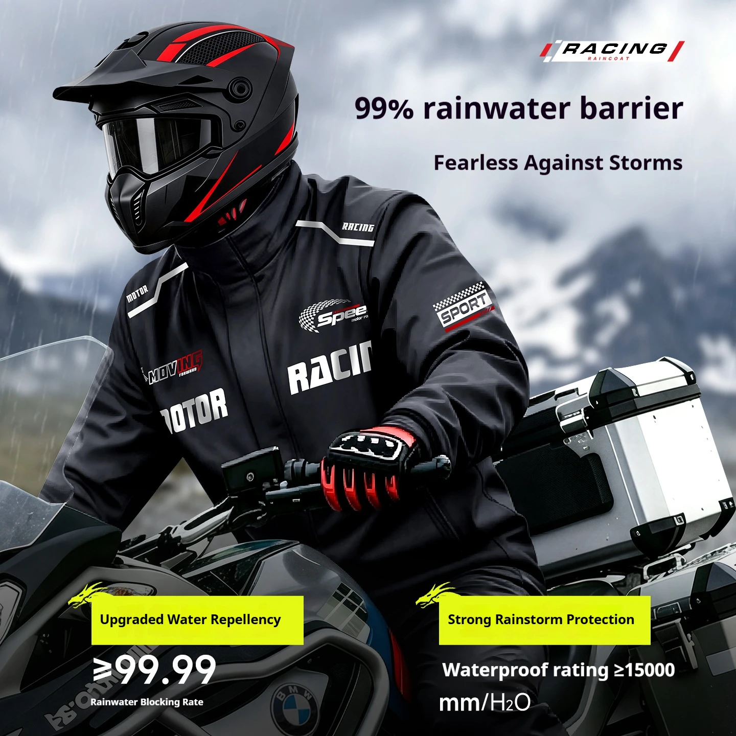 Adult Thickened Motorcycle Raincoat Suit Heavy Rainstorm Proof Split Rain Pants for Takeaway Rider Durable Waterproof Protection