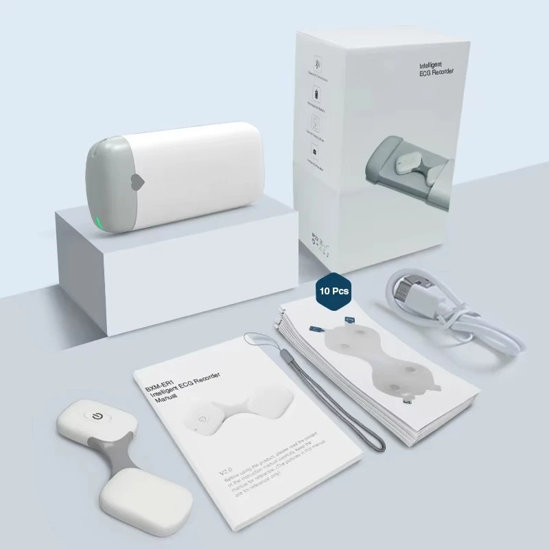 10Pcs Mobile Wearable 24-Hour Home ECG Machine for Cardiac Electrodes Portable Wireless Monitor