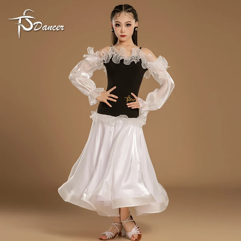 ชุดเต้นรำบอลรูมแบบกระโปรงสำหรับการสอบ  ชุดแข่งขันเต้นรำ  ชุดฝึกซ้อม