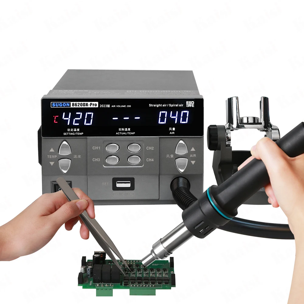 500 Degree   8620DX Pro Soldering Rework Station  Hot Air (200 air Volume ) Blower Gun with Spiral/straight Winds