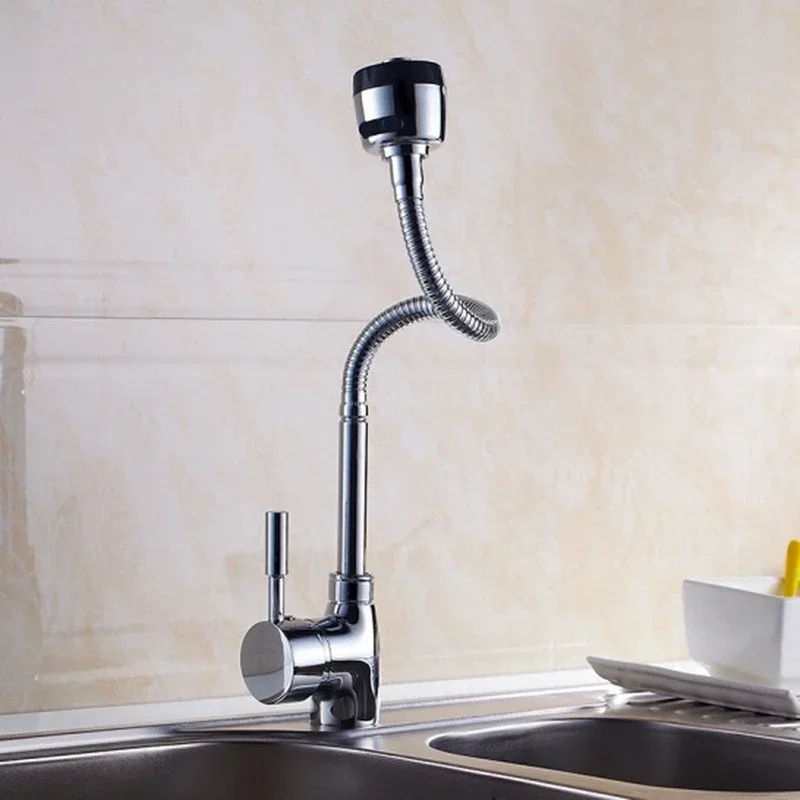 360° Rotatable Sink WashBasin Faucet 2 Modes Spray Bathroom Mixer Tap Single Handle Chrome Kitchen Faucets Deck Mounted