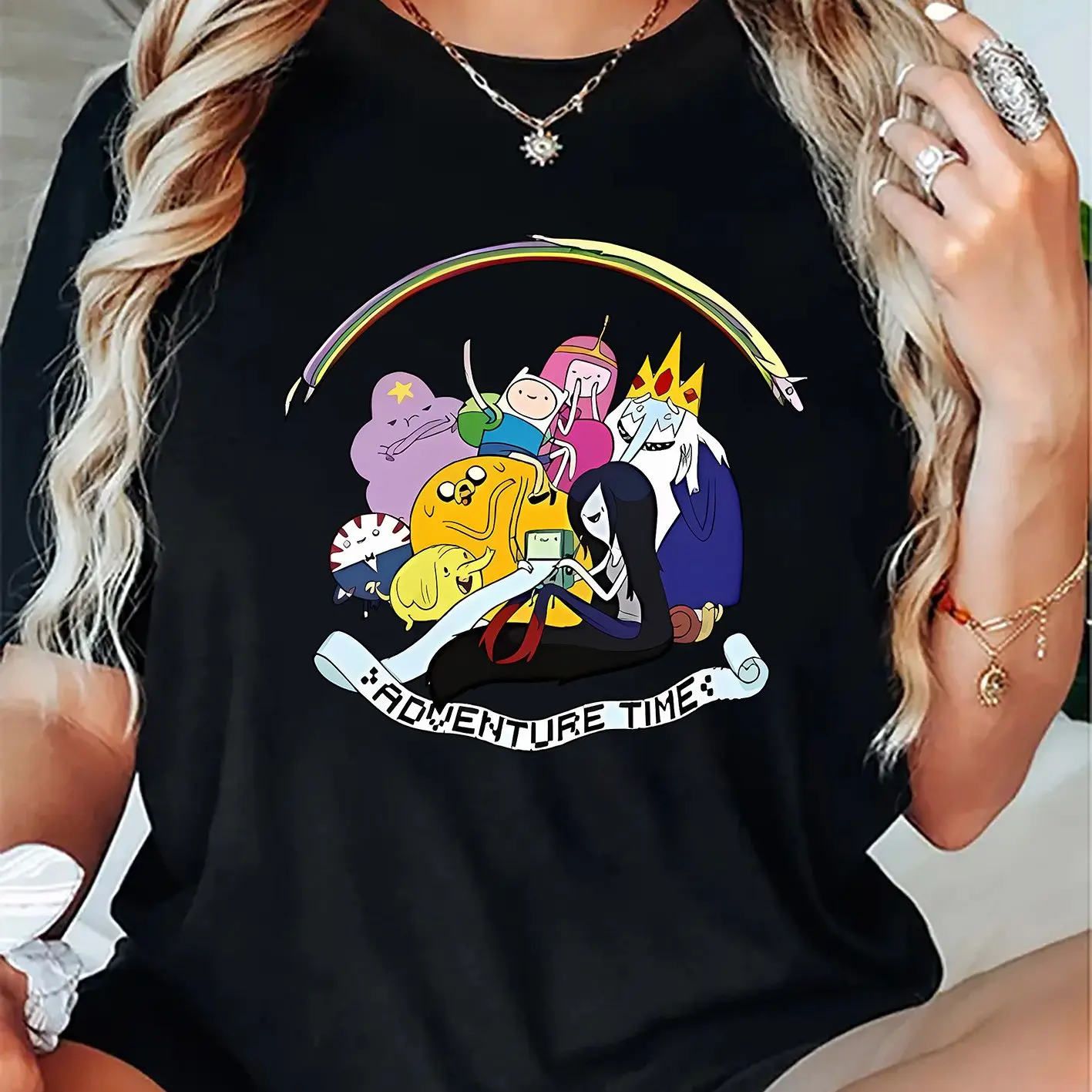 

Adventure Time Graphic Printing Summer Autumn Winter Cotton Men's and Women's T-Shirts Short Sleeves Luxury Outdoor Sports Brand