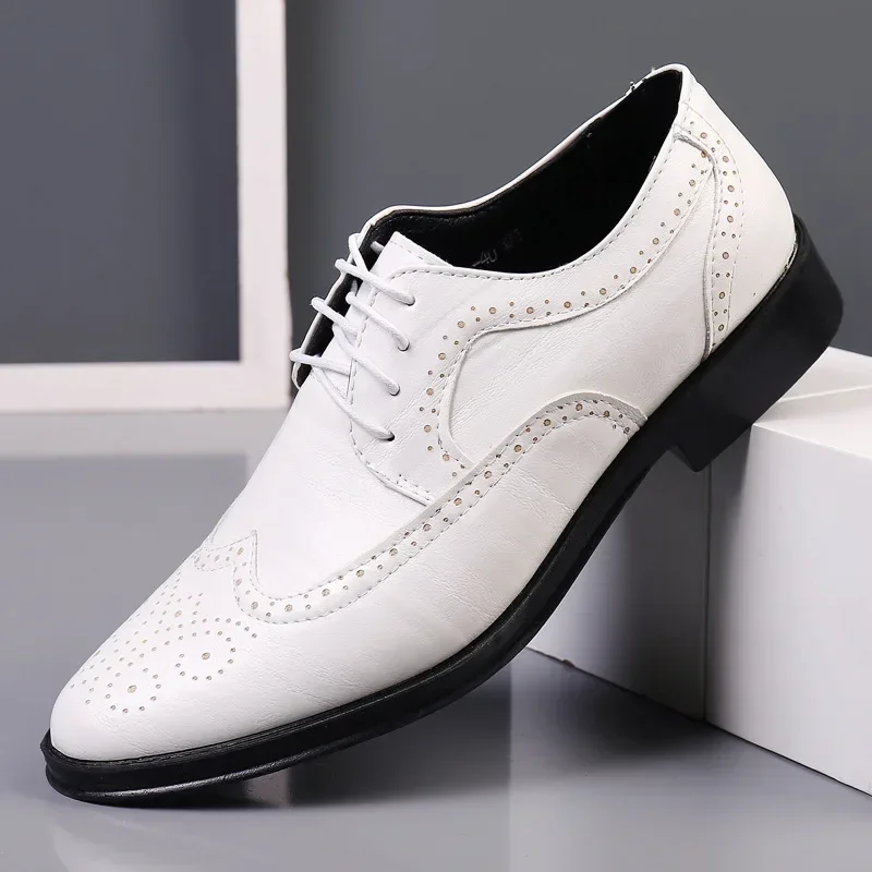 Genuine Leather Dress Shoes Men Summer Hollow Out Plus Size Luxury Cowhide Man Business Shoes Wedding Footwear Casual Shoe Male