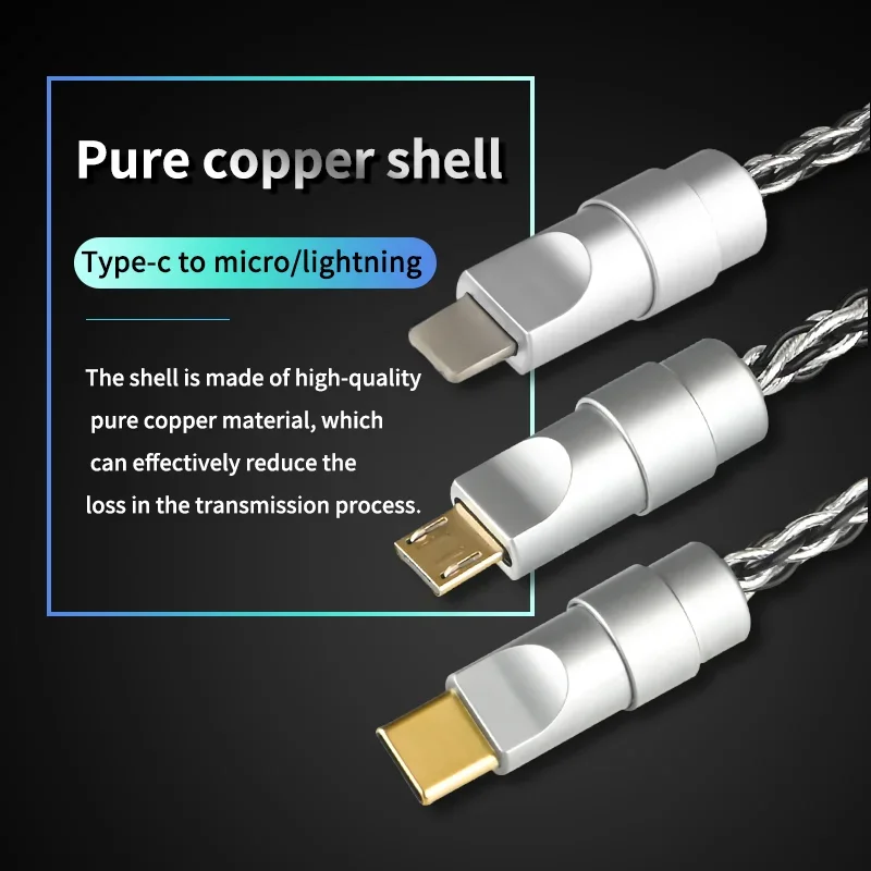 Type C To L & Micro Cable OTG Decoding Audio Conversion Dara Line for Decoder Mobile Phone Notebook