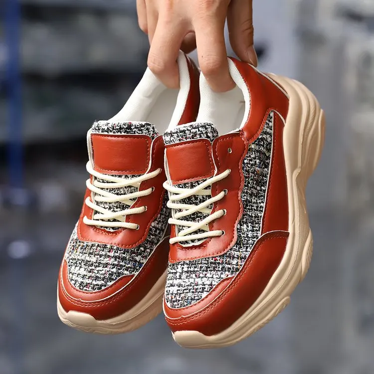 Zapatos Deportivos versátiles de suela gruesa para mujer, zapatos de moda de estilo fragante pequeño, zapatos de papá de ocio